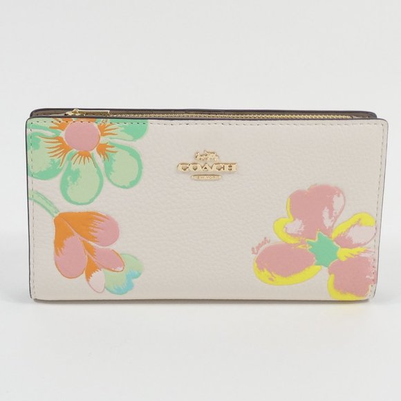 Coach Handbags - Coach Chalk Multi Dreamy Land Floral Print Slim Zip Wallet NWT C8715